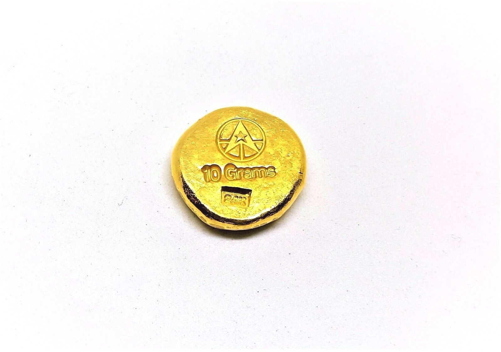 10 Gram .999 Fine 24k Gold Round - Hand Poured - Hand Stamped - Grimm Metals