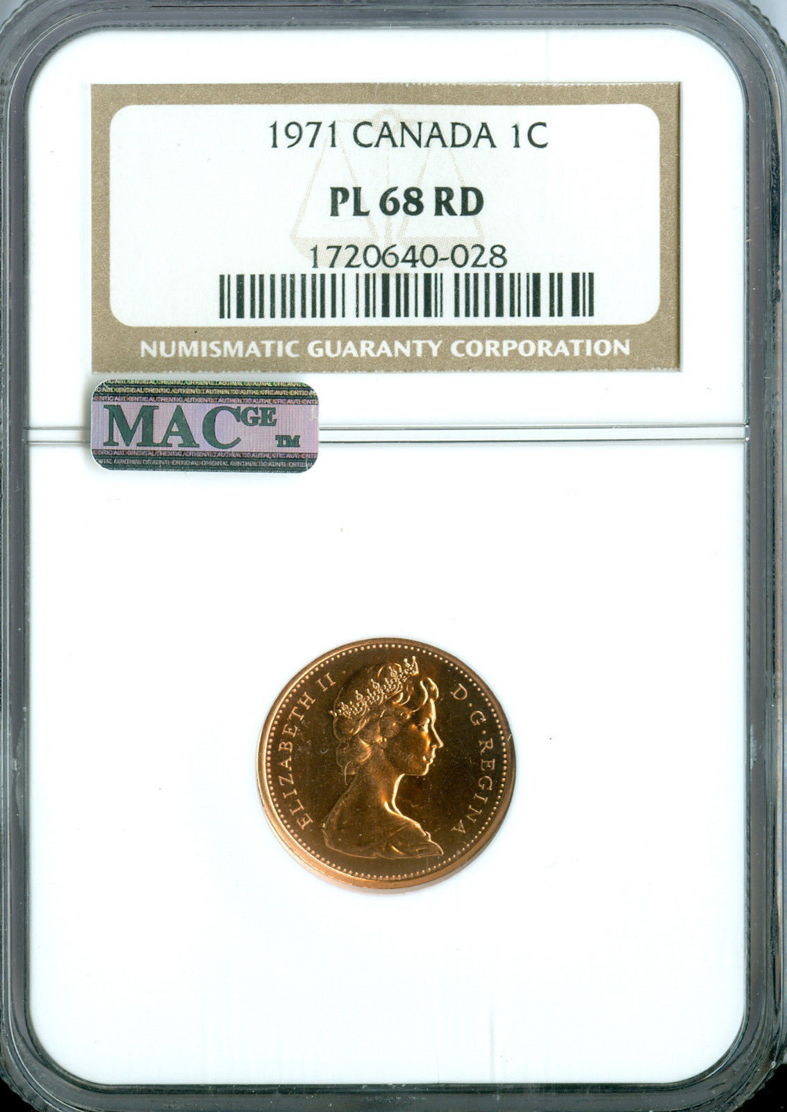 1971 CANADA CENT NGC MAC MS68 PL RED PQ FINEST GRADED RARE SPOTLESS *