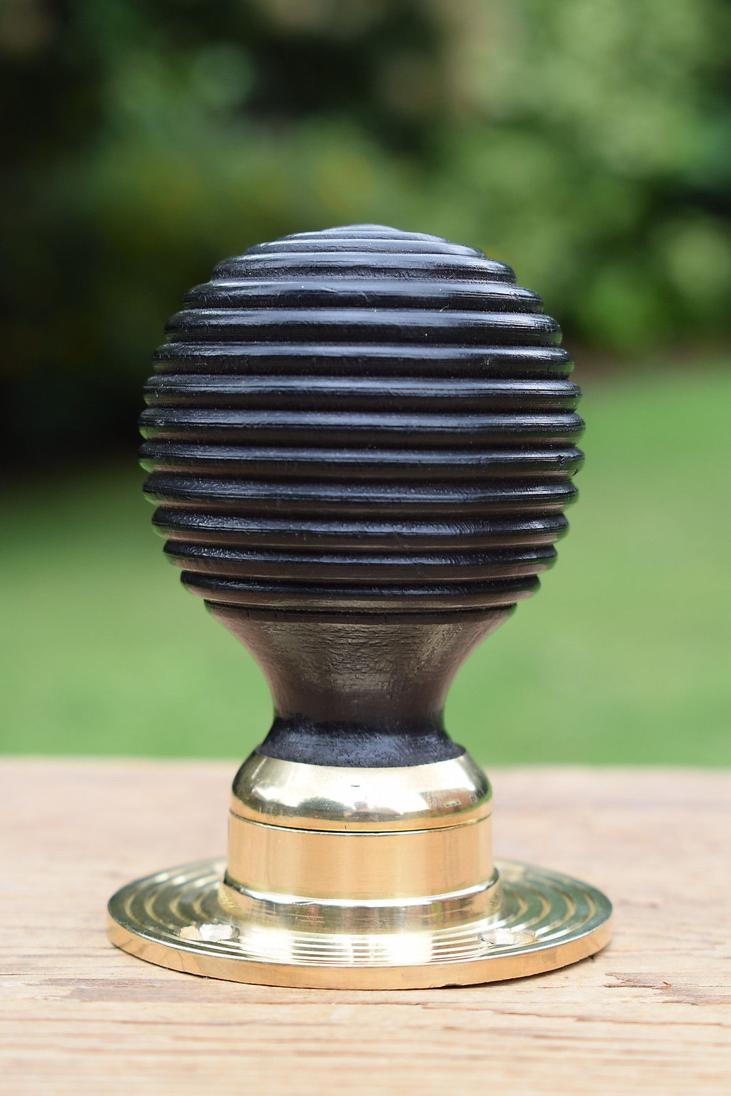 10 Victorian Style Ebonised Beehive Door Knobs brass old edwardian style wooden.