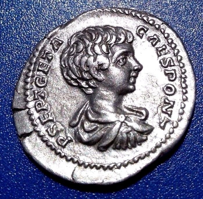 Geta as Caesar. Rare Denarius. Ancient Roman Silver Coin.
