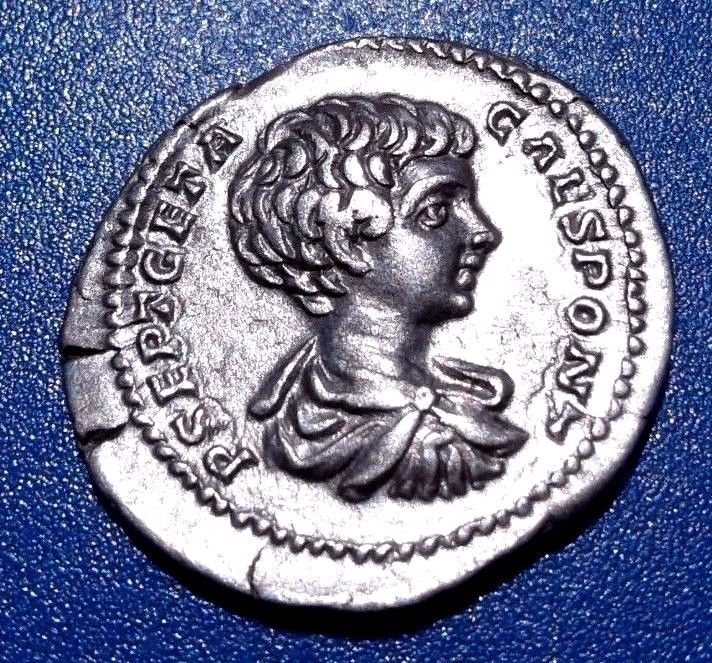 Geta as Caesar. Rare Denarius. Ancient Roman Silver Coin.