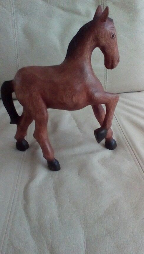 Old vintage hand carved wooden horse statue wood carving