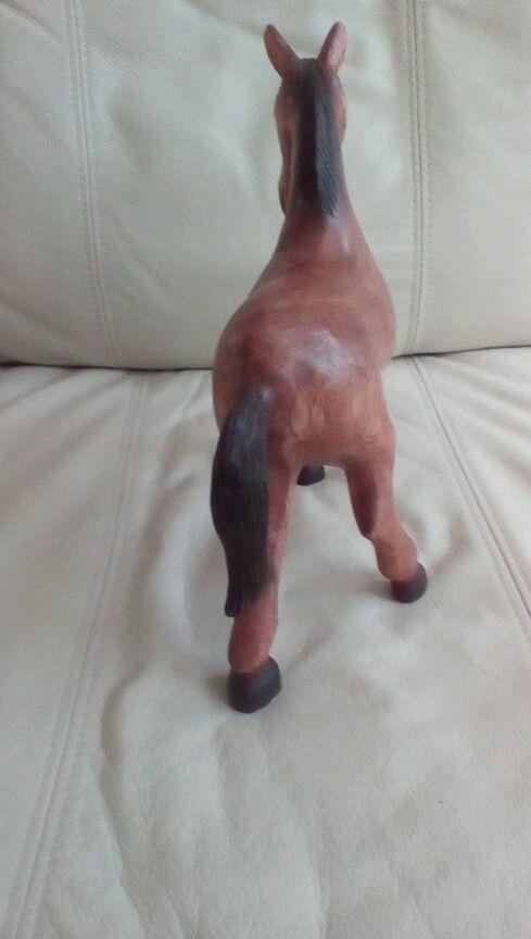 Old vintage hand carved wooden horse statue wood carving