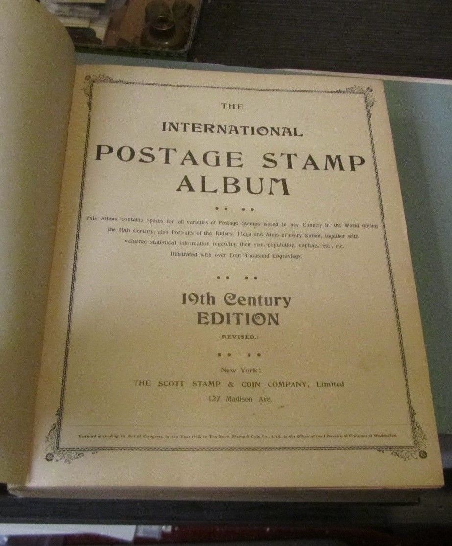 1912 Scott Nineteenth Century International Postage Stamp Album 4000 Engravings