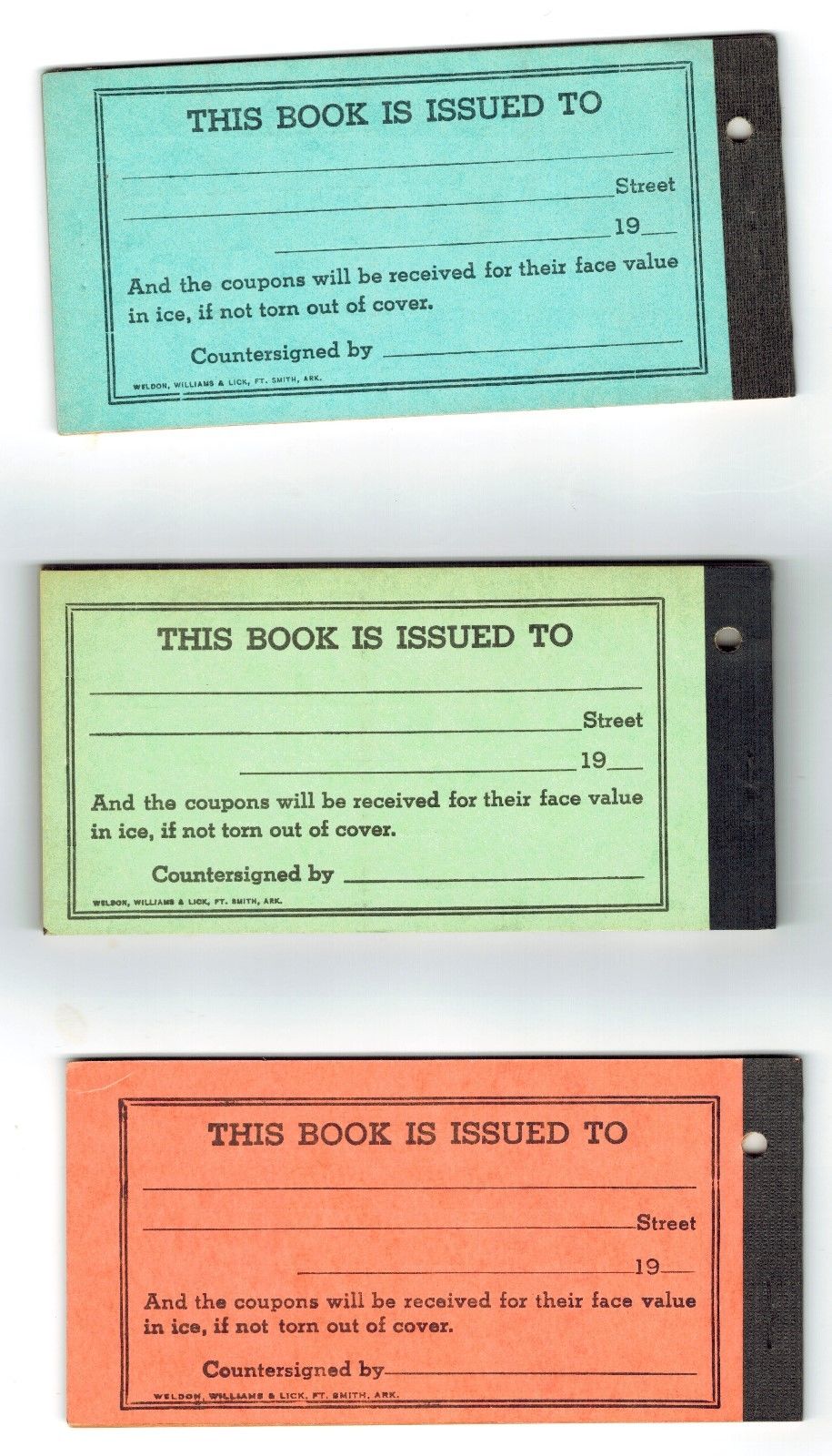 Vintage Ice & Coal Coupon Books - 3 Coupon Books - Stroud Ice Company