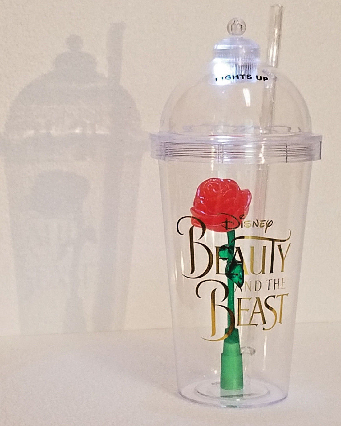 Disney Parks Beauty and the Beast Enchanted Rose Light Up Plastic Sipper Cup