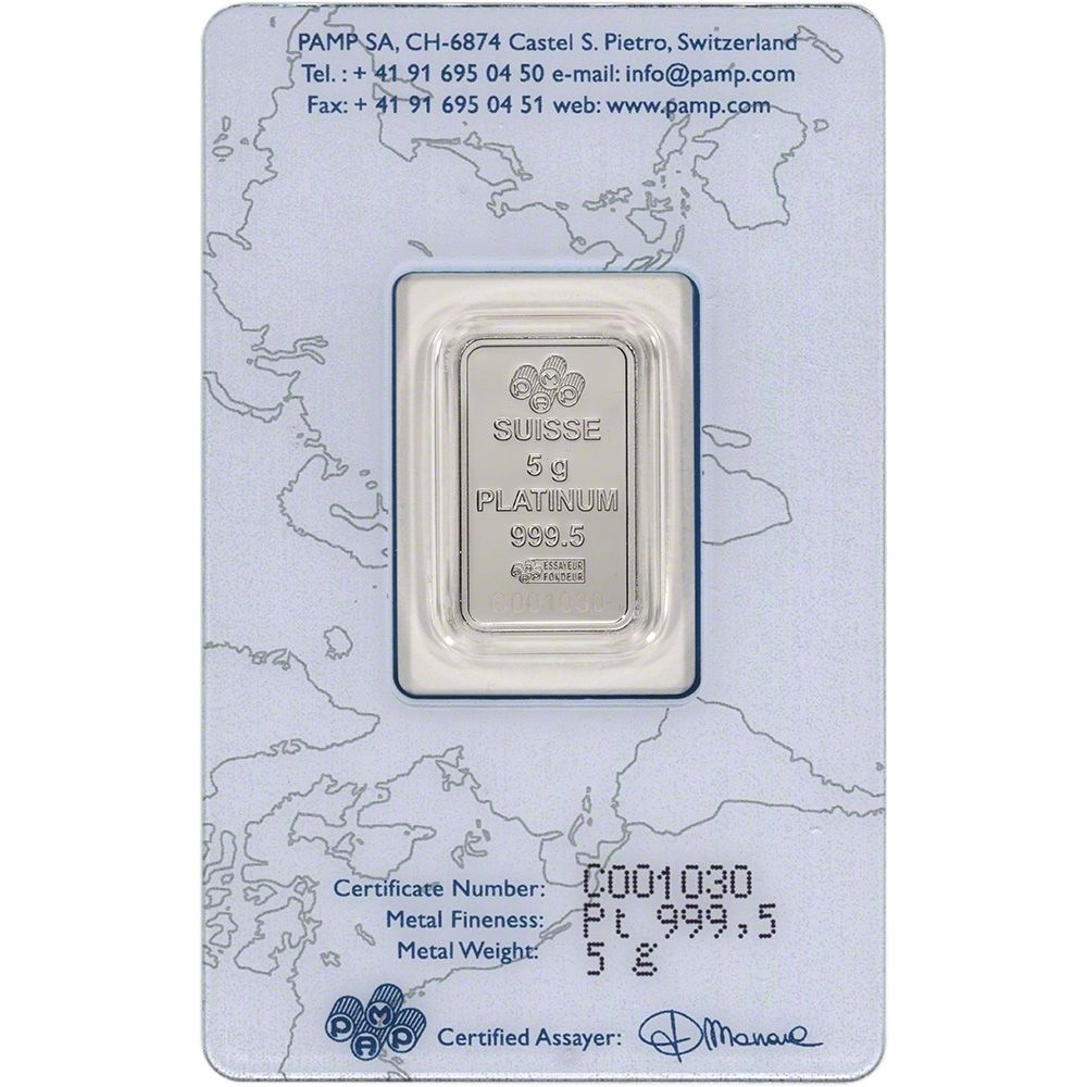 PAMP SUISSE Lady Fortuna 5g (gram) Platinum Bar .9995 PURE