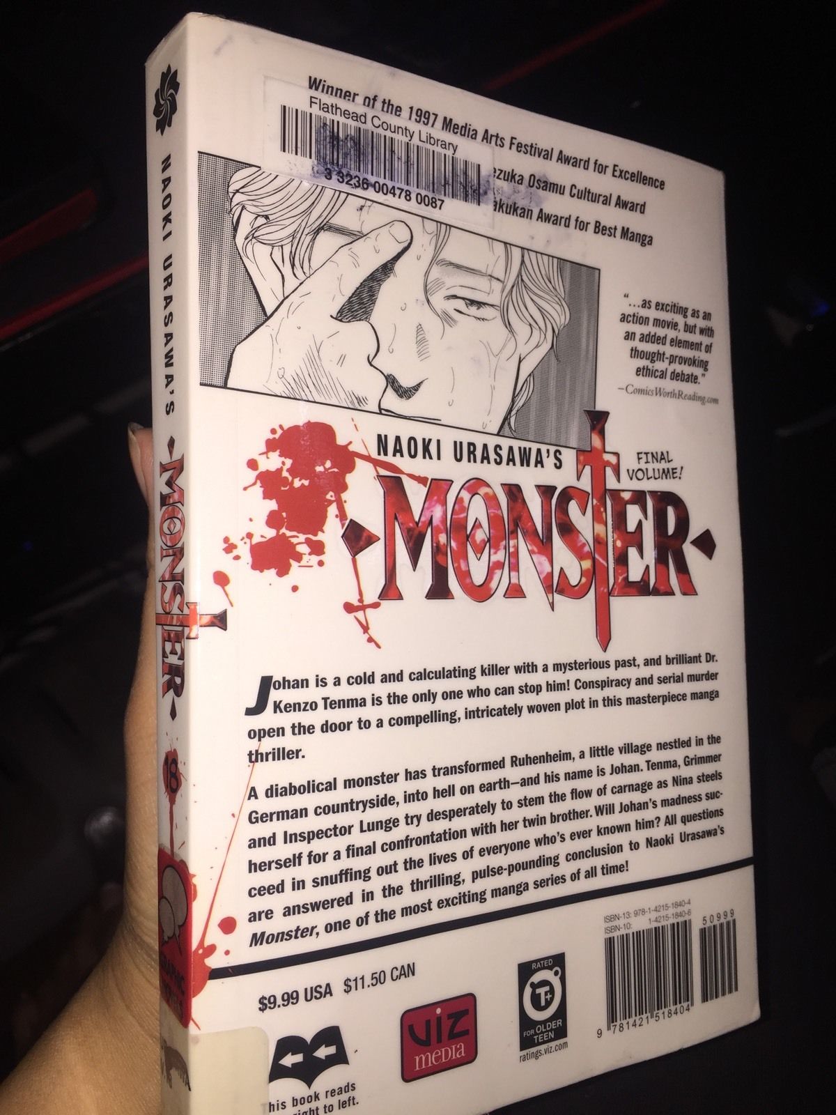 Monster Manga Series 1-16, 18 By Naoki Urasawa.