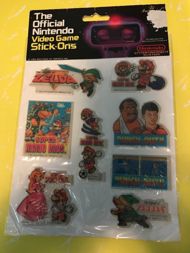 RARE Vintage 1988 Official Nintendo Video Stickers Stick Ons Zelda Super Mario