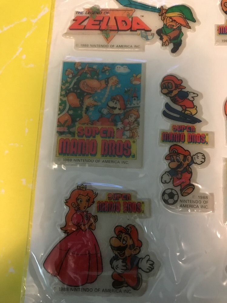 RARE Vintage 1988 Official Nintendo Video Stickers Stick Ons Zelda Super Mario