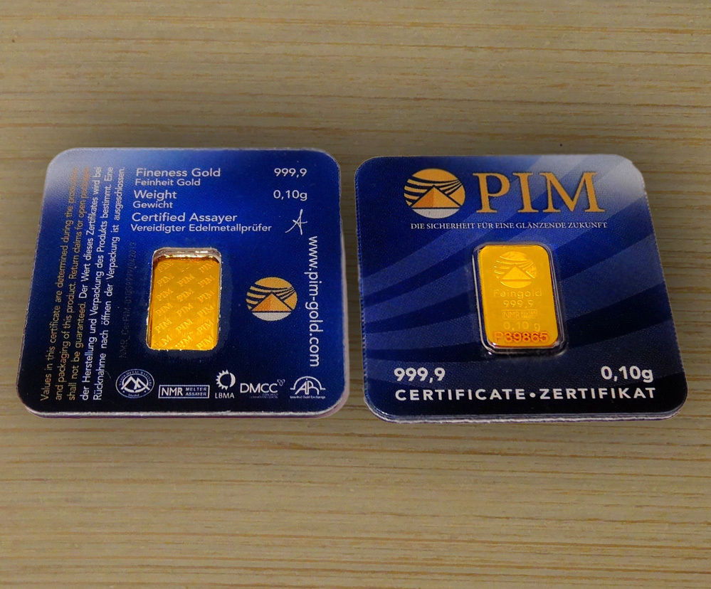 Gold Bars 100 pieces á 0,10 grams-PIM Bullion 0,1g 0,10g 1g 10g 999,9 NEW