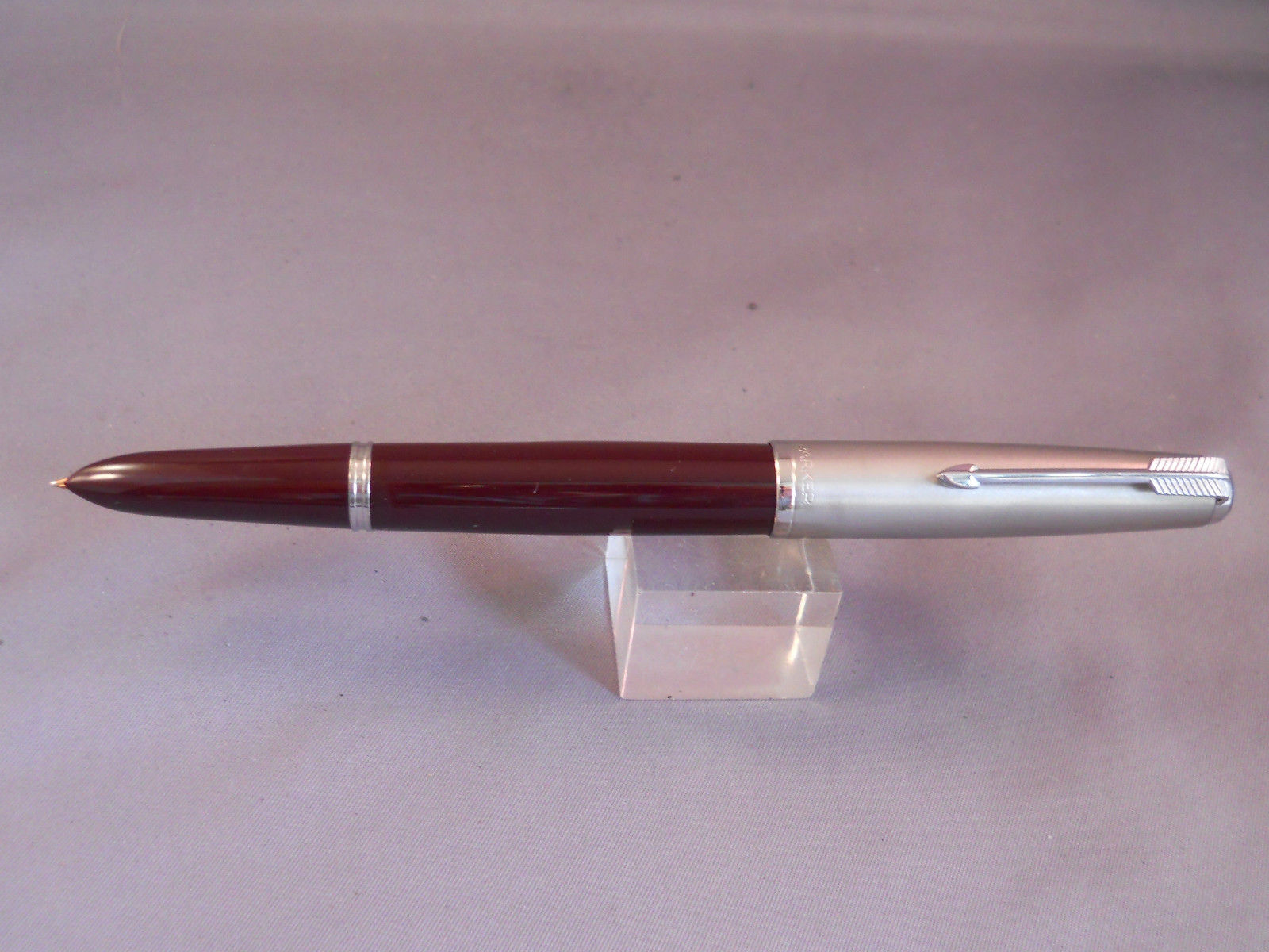 Parker 51 Brown Chrome Cap Fountain Pen and Pencil Set ---working-- fine point