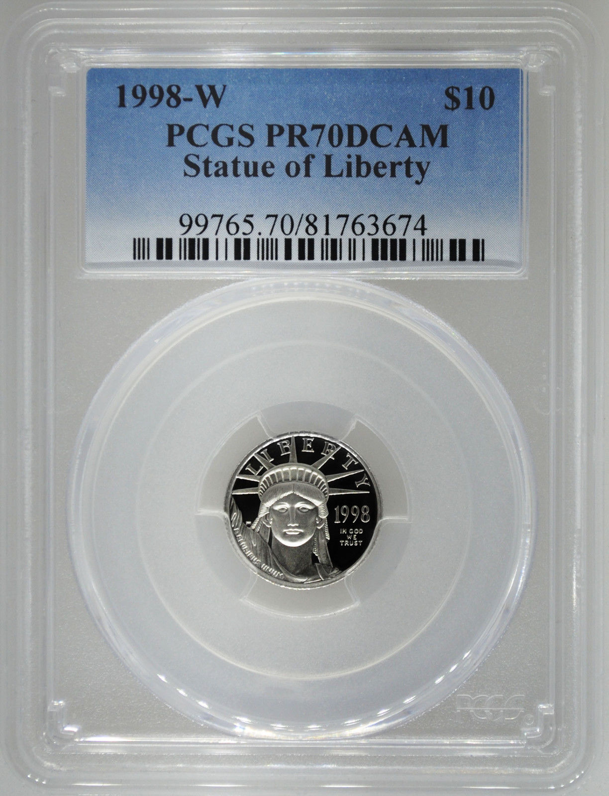 1998-W PCGS PR70 1/10 oz Proof Platinum Eagle $10