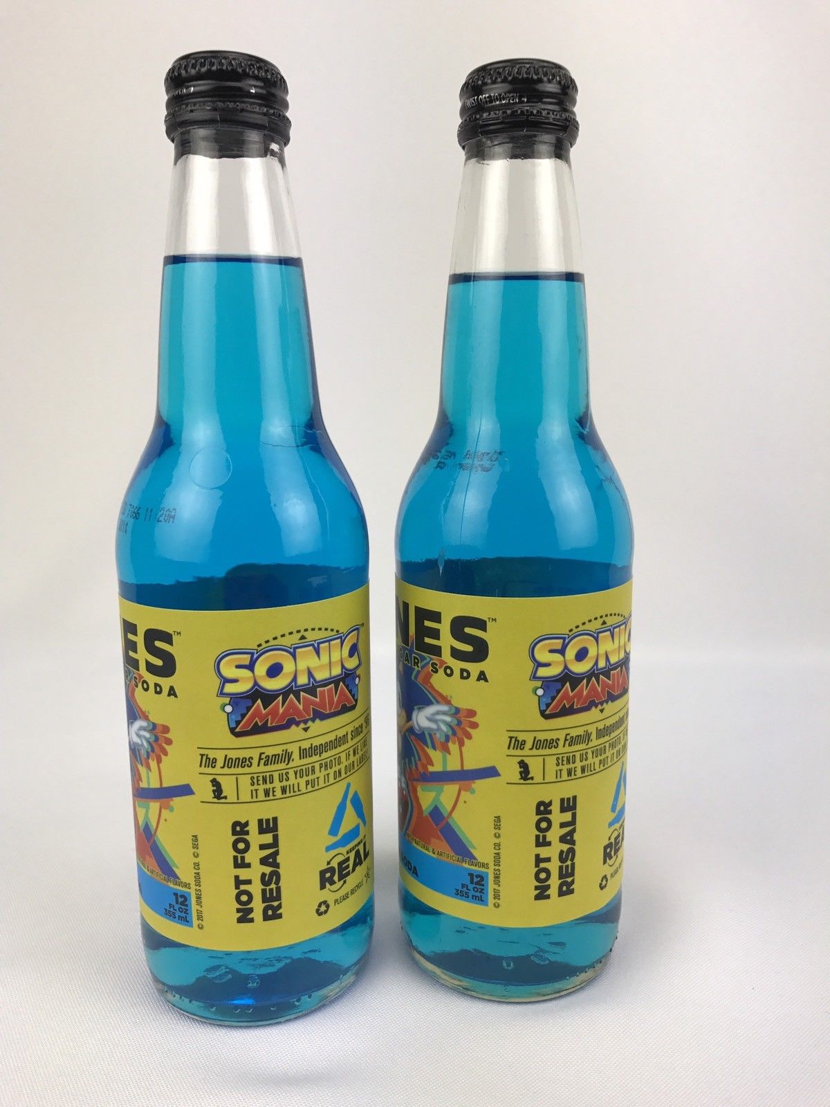 2x Jones Soda Sonic Mania Cane Sugar Blue Bubblegum RARE SDCC Comic Con '17 Sega