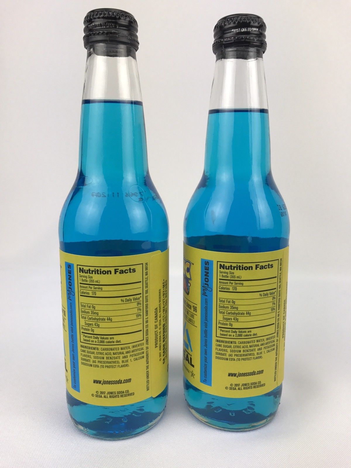 2x Jones Soda Sonic Mania Cane Sugar Blue Bubblegum RARE SDCC Comic Con '17 Sega