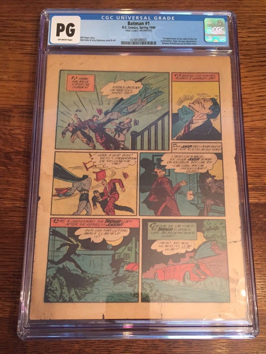 Batman Comic 1 1940 Page 4 CGC NG!  Perfect Condition!