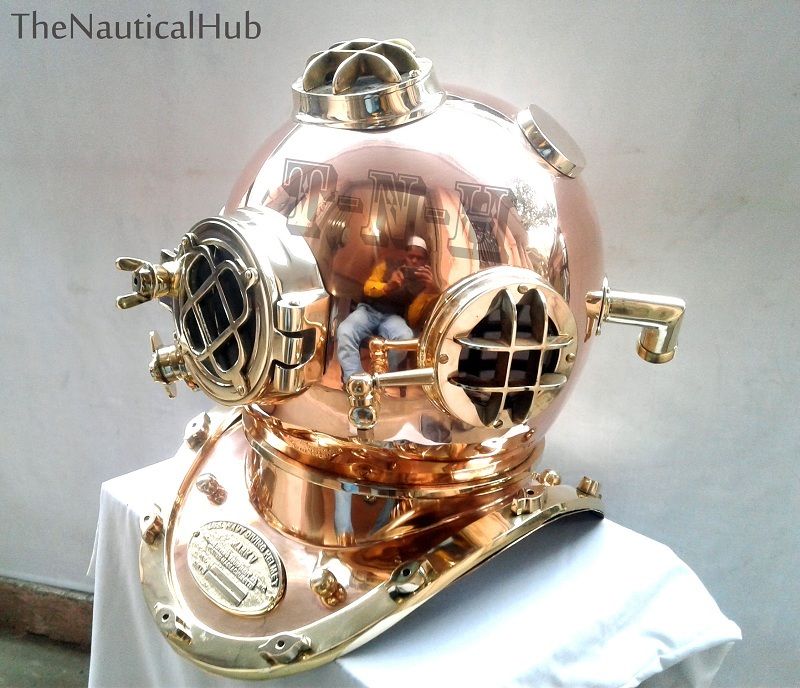 Solid Copper Brass Diving Divers Helmet US Navy 18" Full Size Royal Vintage Gift