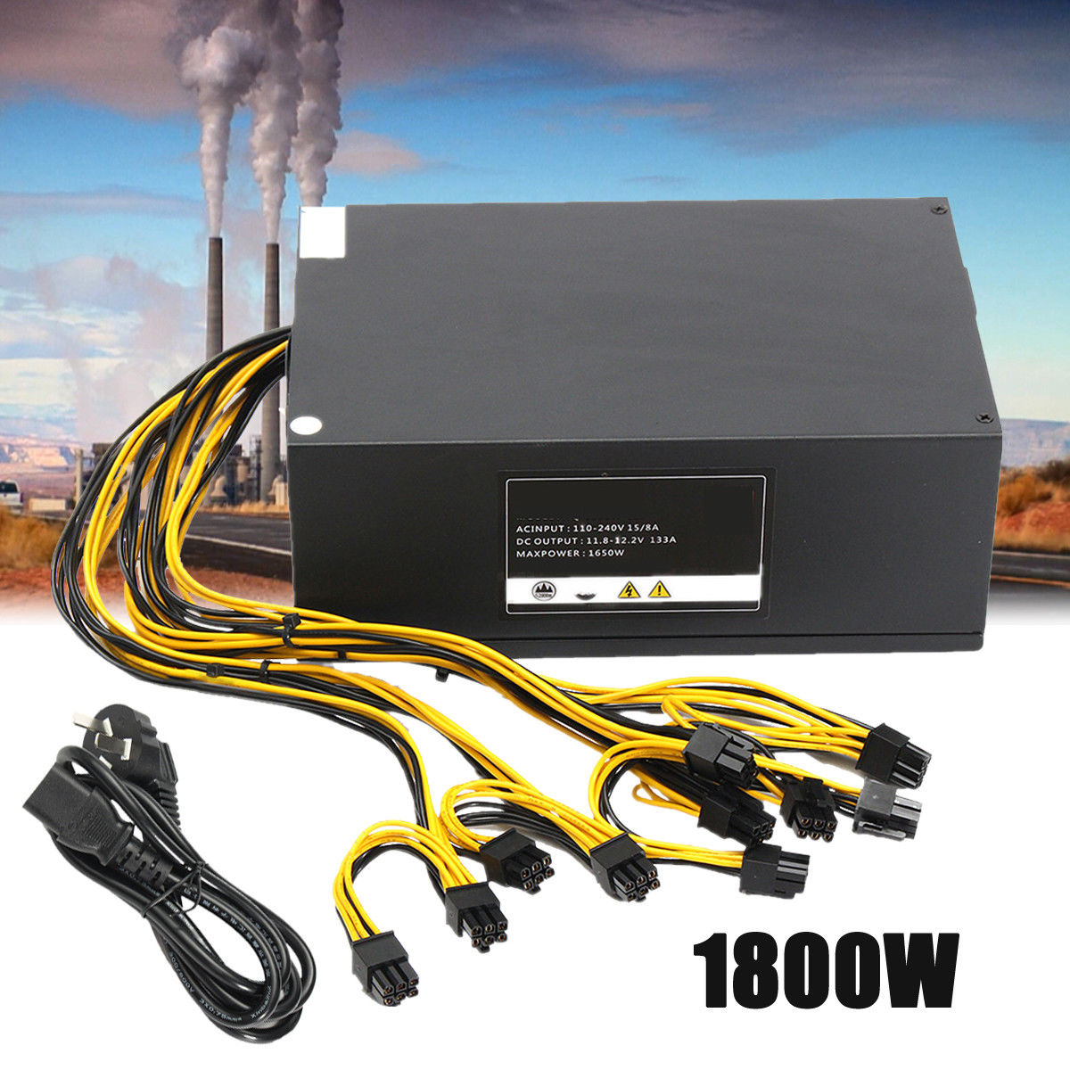 1800W Miner Mining Dedicated Power Supply 6Pin For Antminer Coin A6 A7 S7 L3 R4