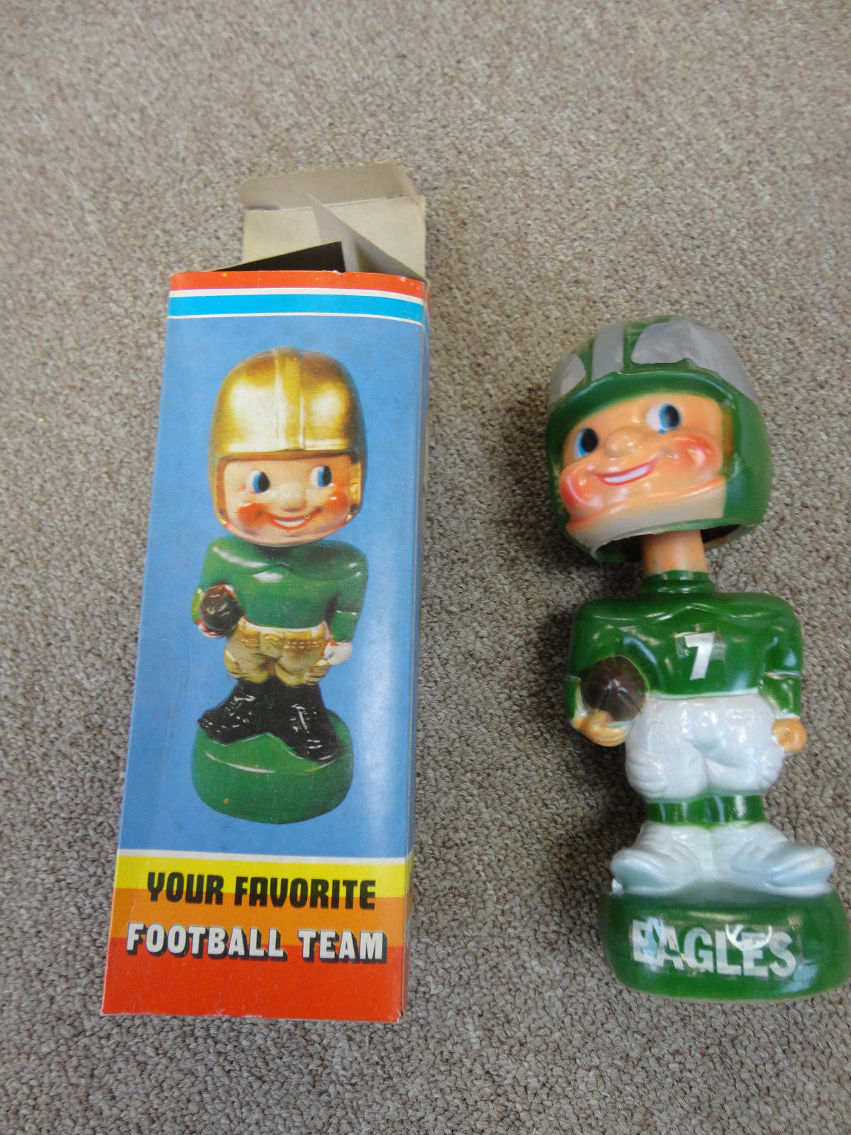 Vintage Football Bobble Head Doll Team Custom W/Box; APSCO SPORTS ENTERPRIZE