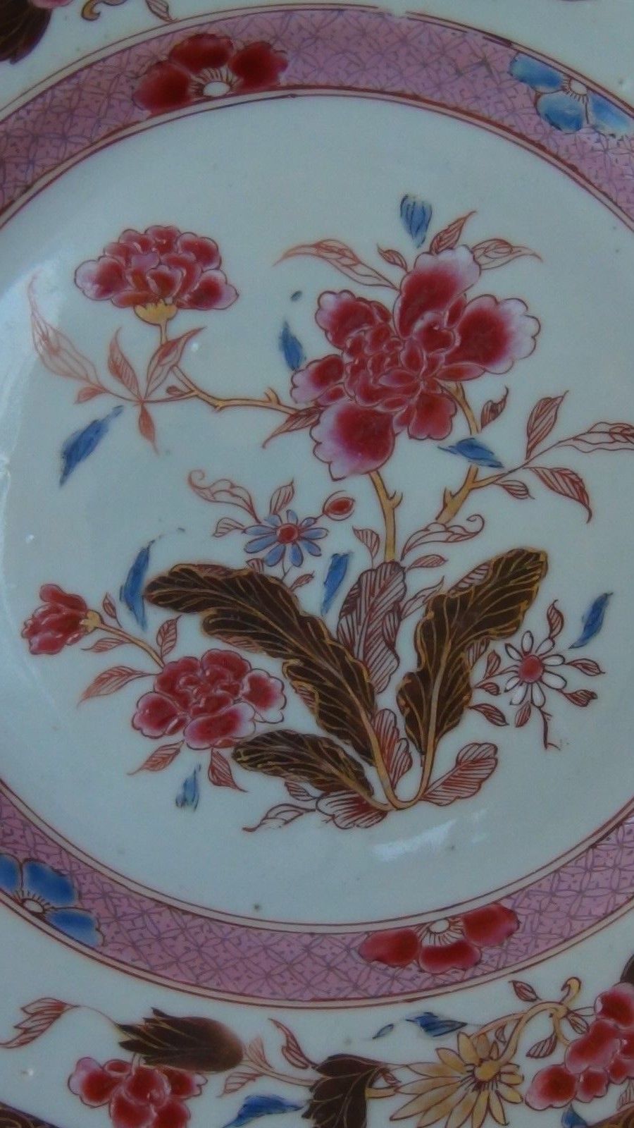 ANTIQUE 18c CHINESE QIANLONG GRISAILLE EXPORT FAMILLE ROSE  PORCELAIN PLATE