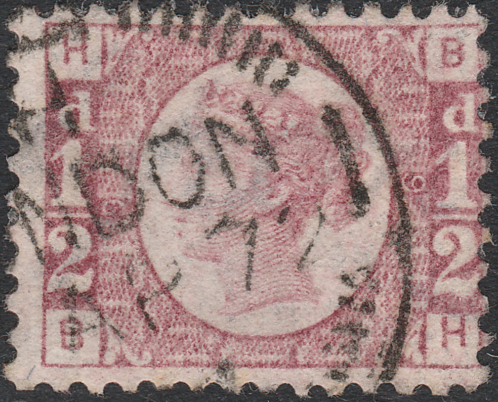 1870 SG48 1/2d ROSE RED PLATE 9 VERY FINE USED LONDON CDS (BH)