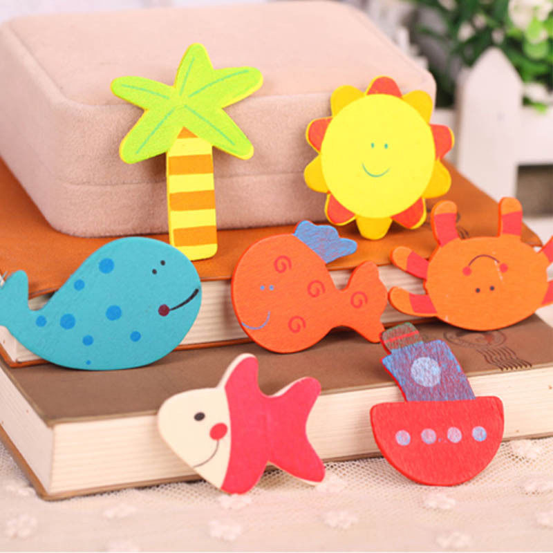 12X Animal Wooden Fridge Magnet/Glue Sticker Refrigerator Education Toy Home DIY