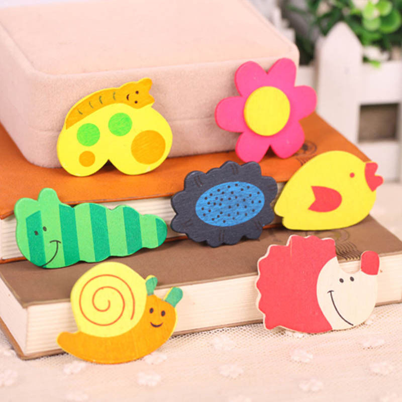 12X Animal Wooden Fridge Magnet/Glue Sticker Refrigerator Education Toy Home DIY