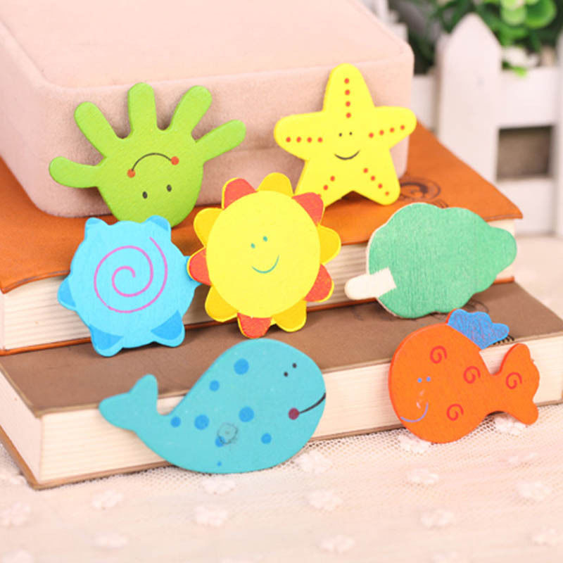 12X Animal Wooden Fridge Magnet/Glue Sticker Refrigerator Education Toy Home DIY