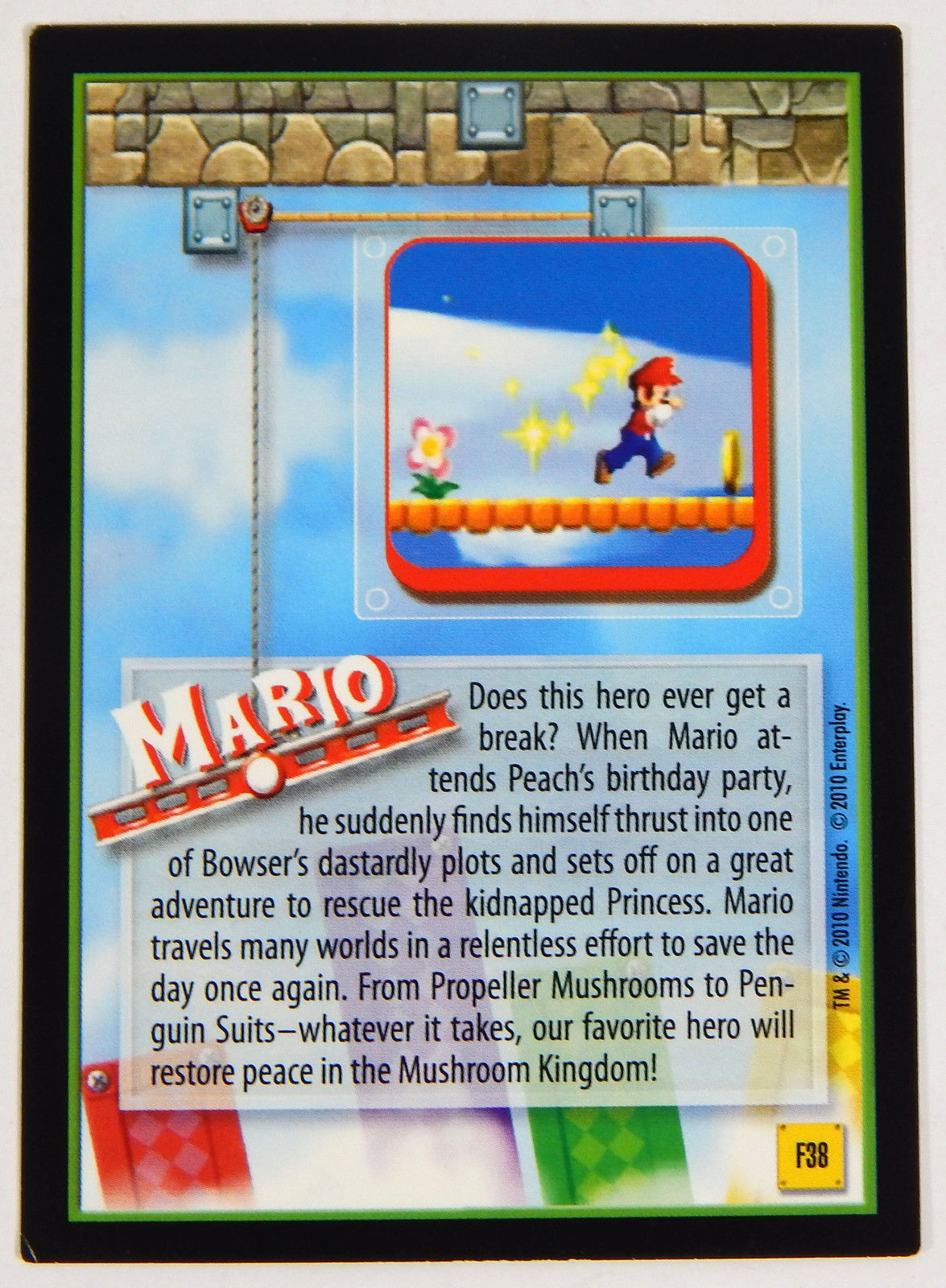 New Super Mario Bros Wii Mario w/ Koopa Gold Series Foil Trading Card F38 Rare