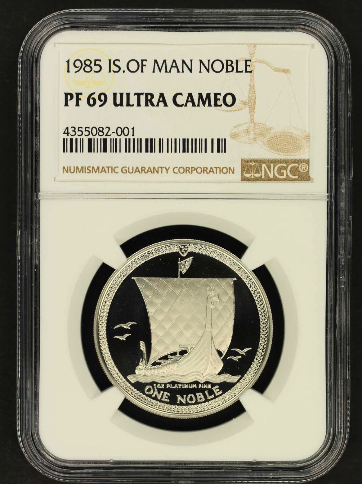 1985 Isle of Man 1 oz Platinum Noble NGC PF-69 Ultra Cameo -155577