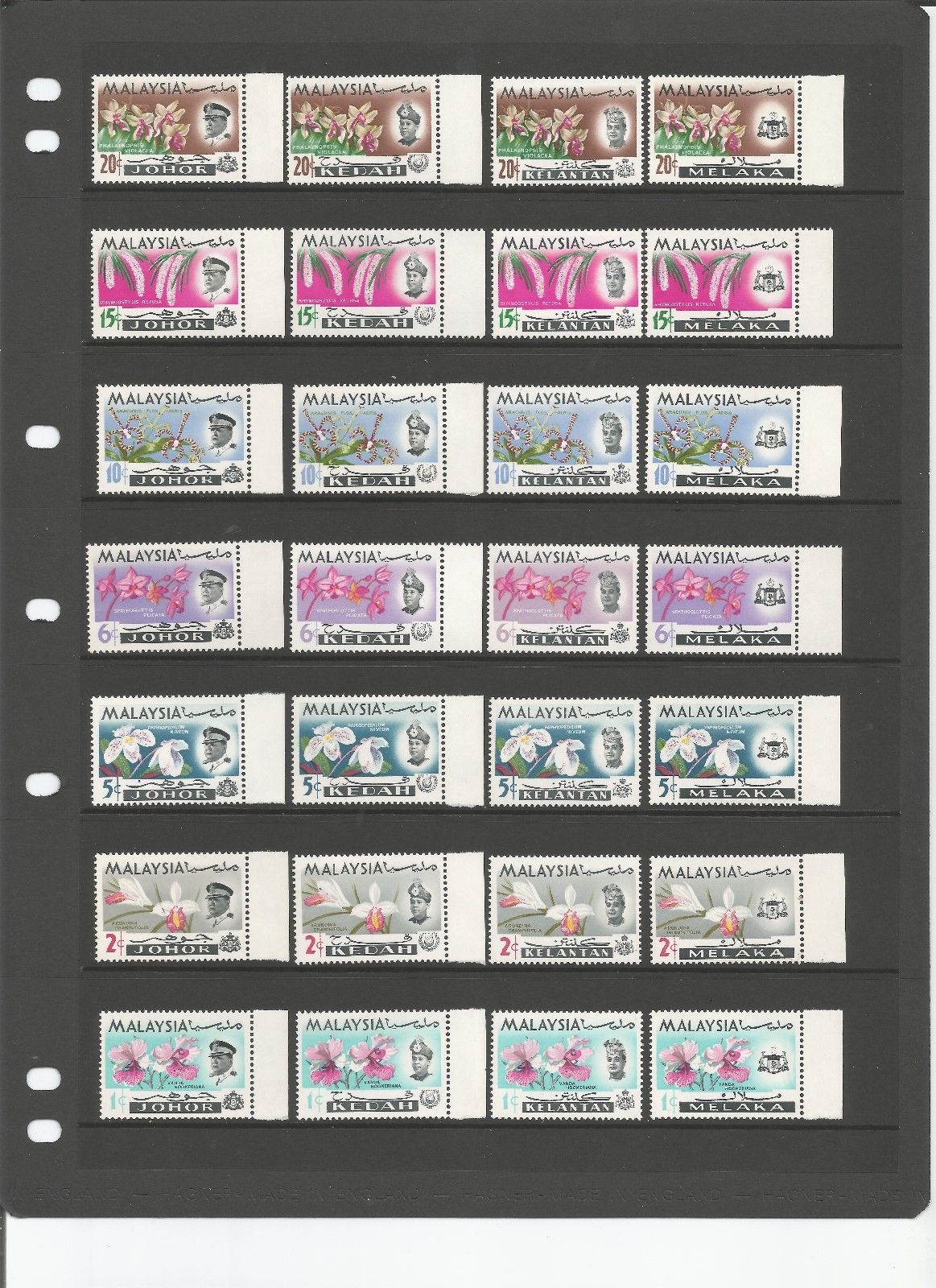 MALAYSIA MALAYA (13 STATES) 1965, ORCHIDS, MINT MNH/UMM - 4 SCANS