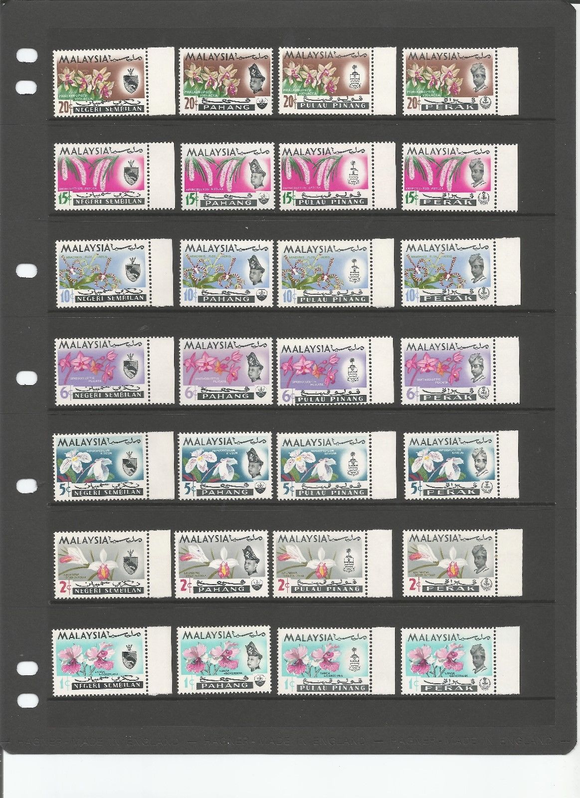 MALAYSIA MALAYA (13 STATES) 1965, ORCHIDS, MINT MNH/UMM - 4 SCANS