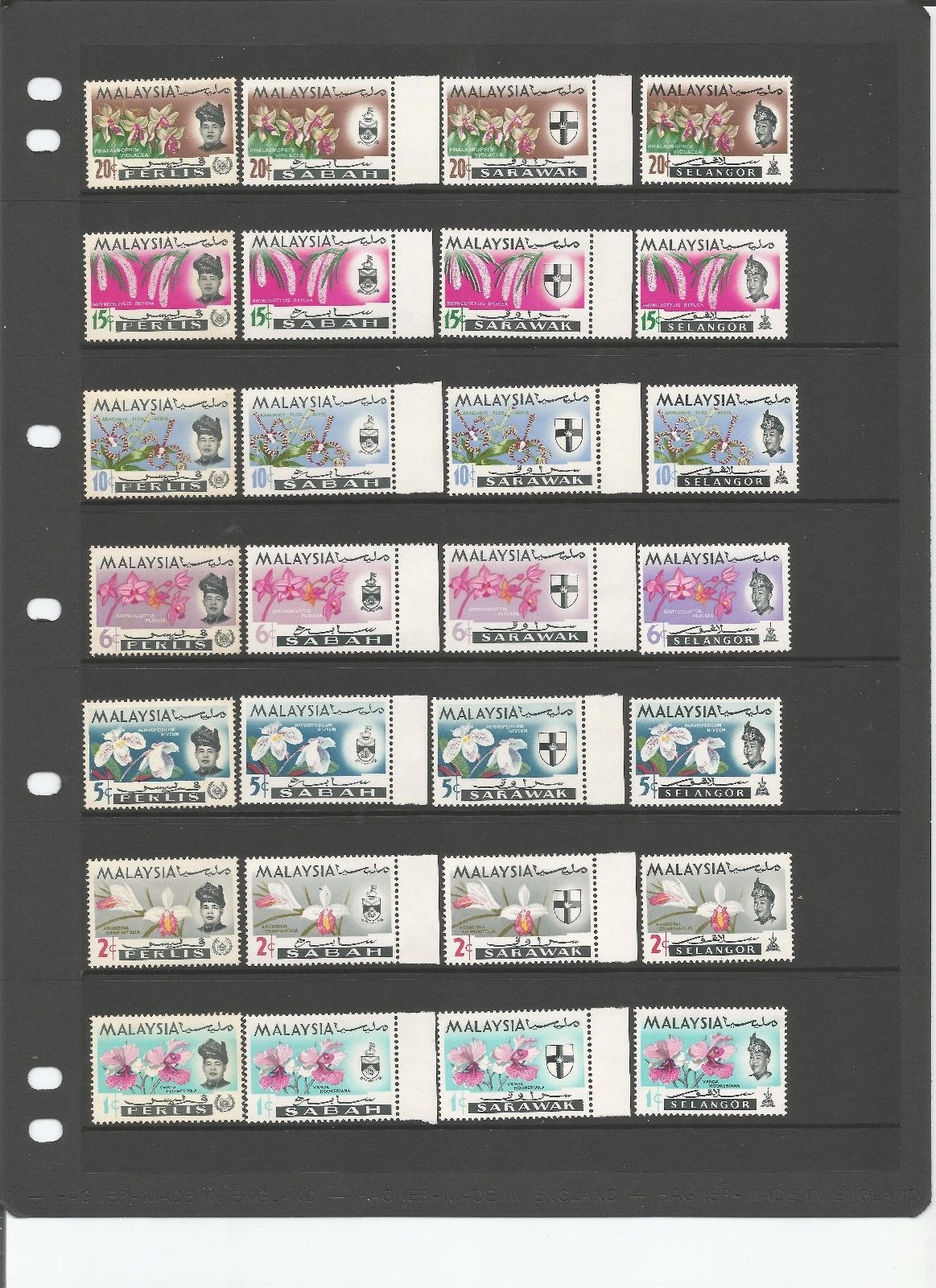 MALAYSIA MALAYA (13 STATES) 1965, ORCHIDS, MINT MNH/UMM - 4 SCANS