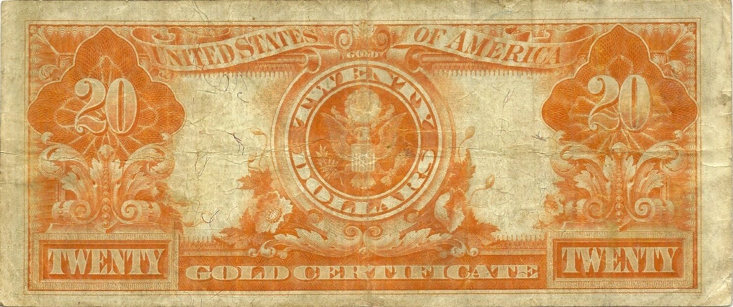 1922 $20 LARGE SIZE GOLD CERTIFICATE -- GEORGE WASHINGTON- NICE BRIGHT NOTE !