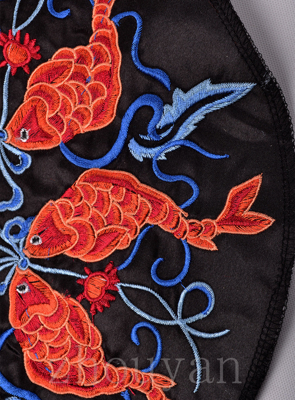 Oriental Auspicious Mandala Vintage Embroidery Piece: EIGHT KOI FISH MANDALA