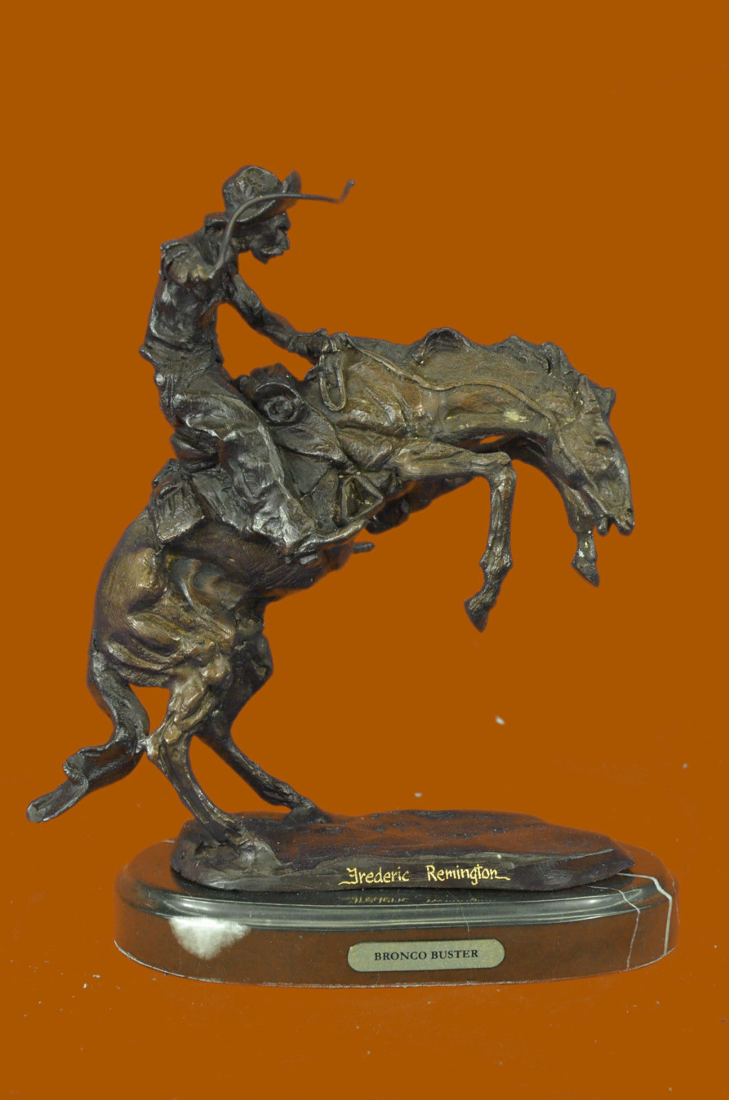 Bronze THE BRONCO BUSTER By Frederic Remington 10" Signed Sculpture Statue Decor