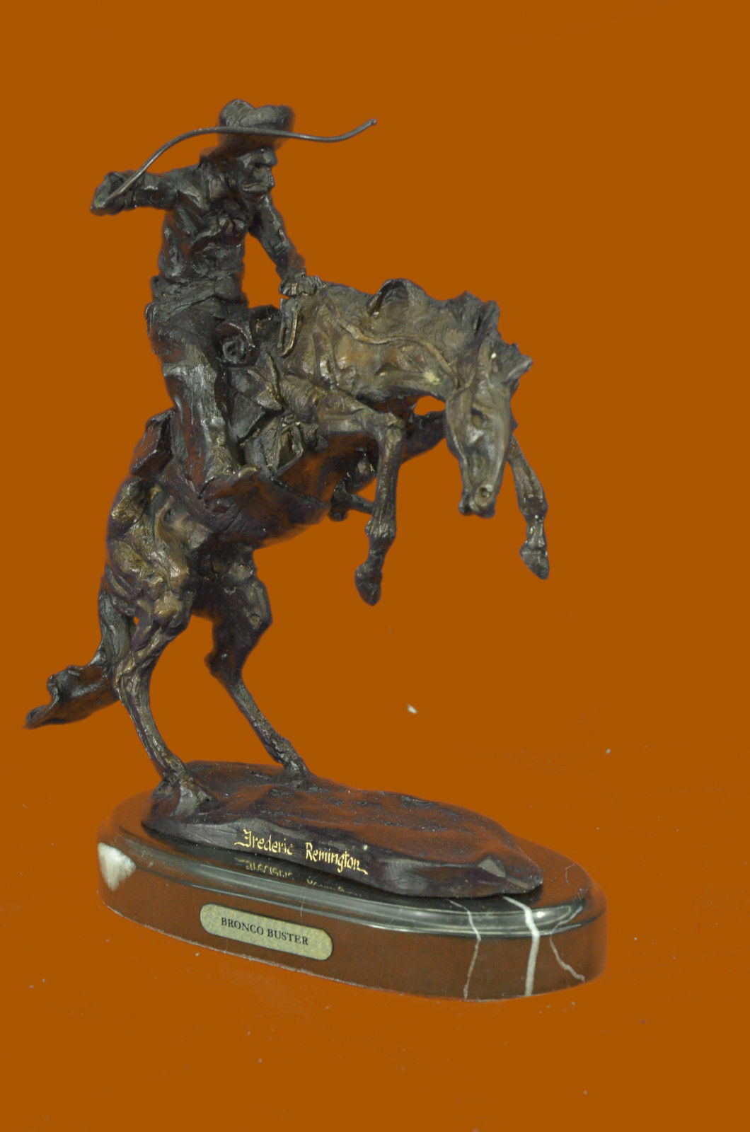 Bronze THE BRONCO BUSTER By Frederic Remington 10" Signed Sculpture Statue Decor