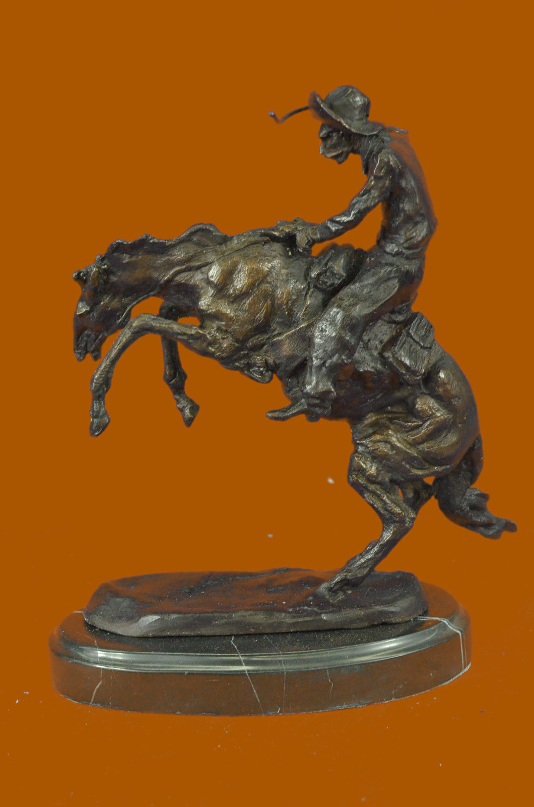 Bronze THE BRONCO BUSTER By Frederic Remington 10" Signed Sculpture Statue Decor