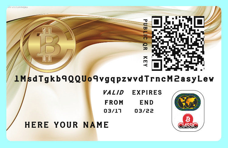 0.01 BTC - Bitcoins only 65,00 € + wallet plastic Card