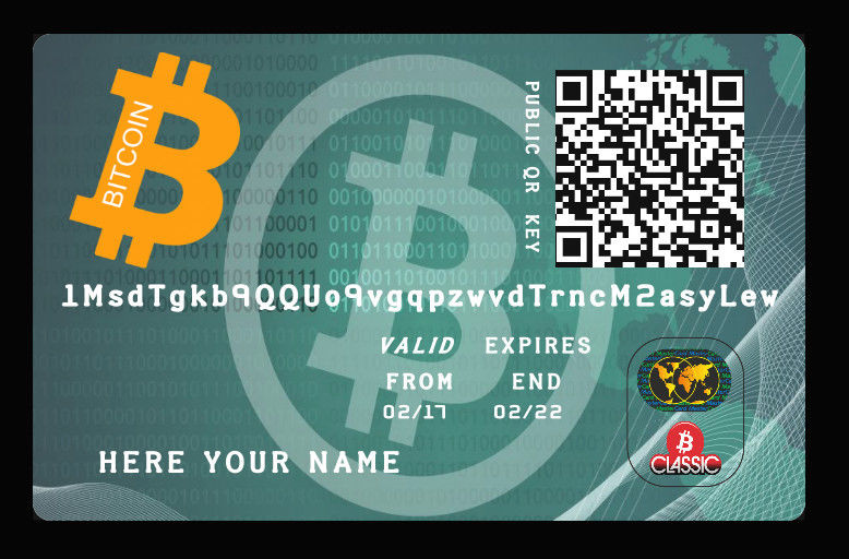 0.01 BTC - Bitcoins only 65,00 € + wallet plastic Card