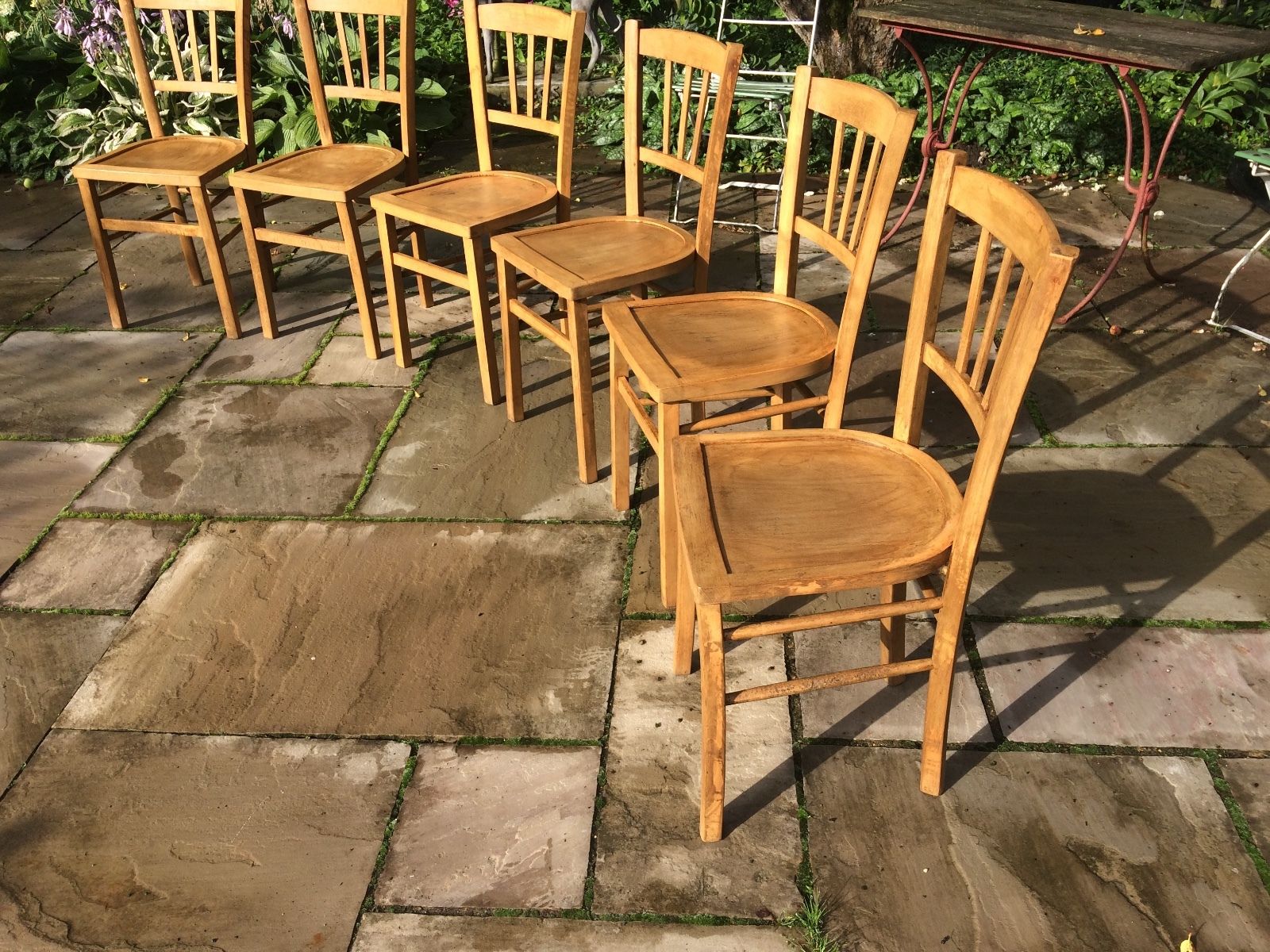 Set of six French beech country chairs Circa 1930s
