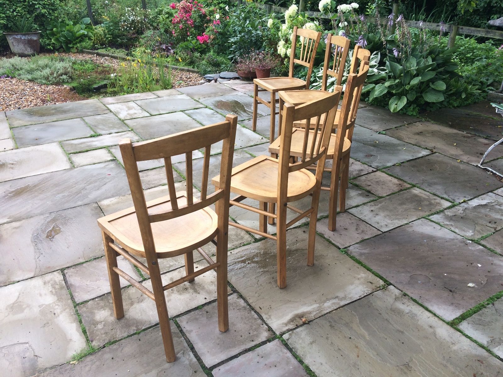 Set of six French beech country chairs Circa 1930s