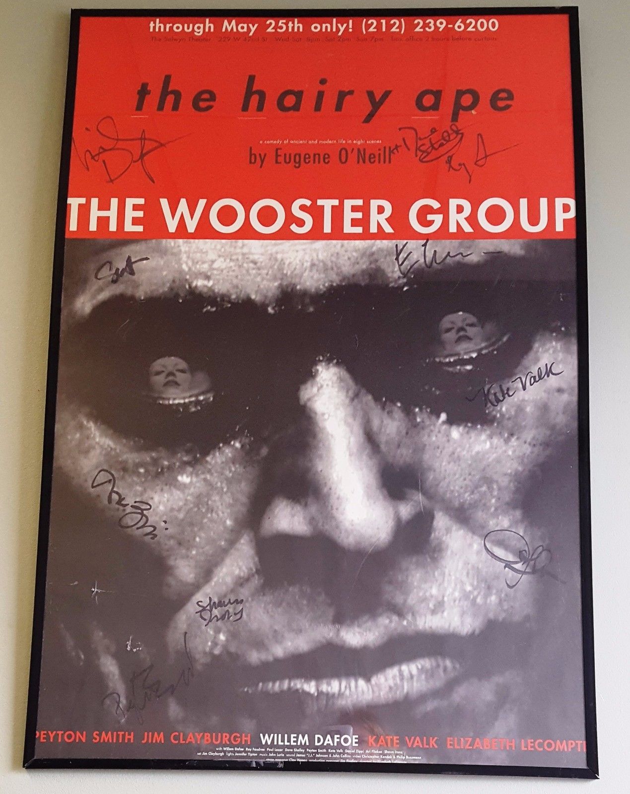 RARE POSTER SIGNED by CAST "THE HAIRY APE" by EUGENE O'NEILL Willem Dafoe 1990's