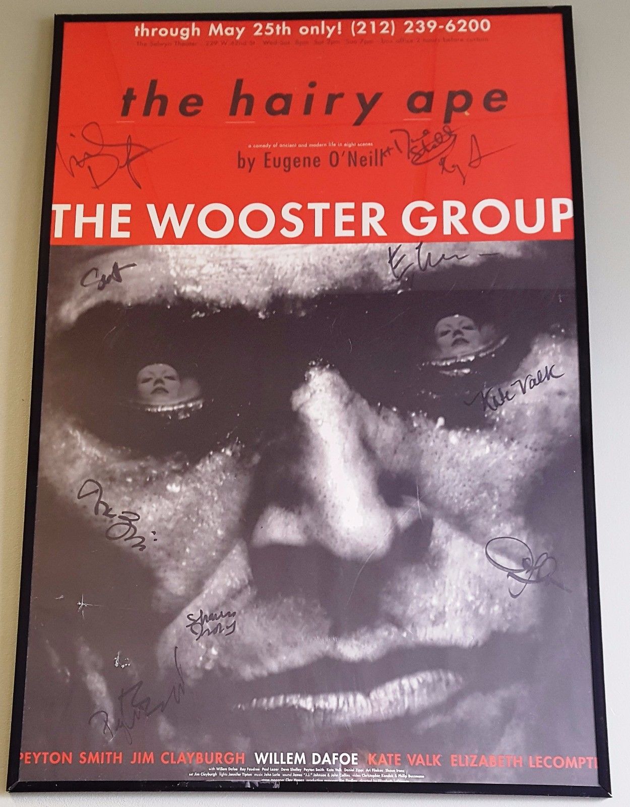 RARE POSTER SIGNED by CAST "THE HAIRY APE" by EUGENE O'NEILL Willem Dafoe 1990's