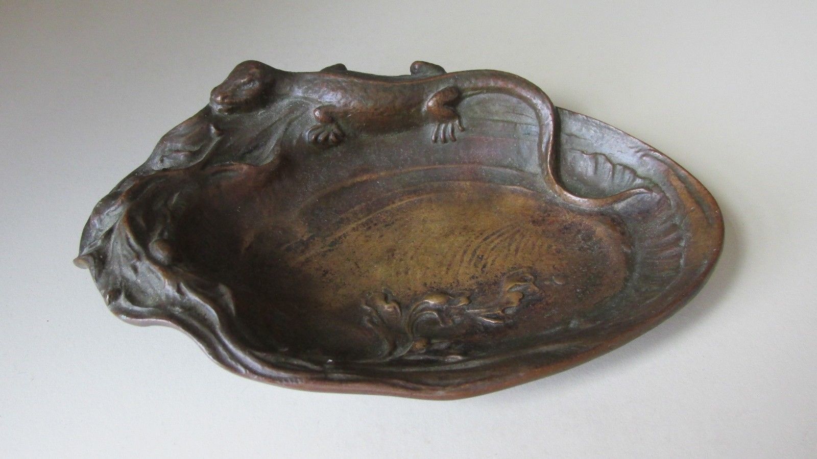 Antique GORHAM Bronze Art Nouveau Figural Lizard Tray *FREE SHIPPING*
