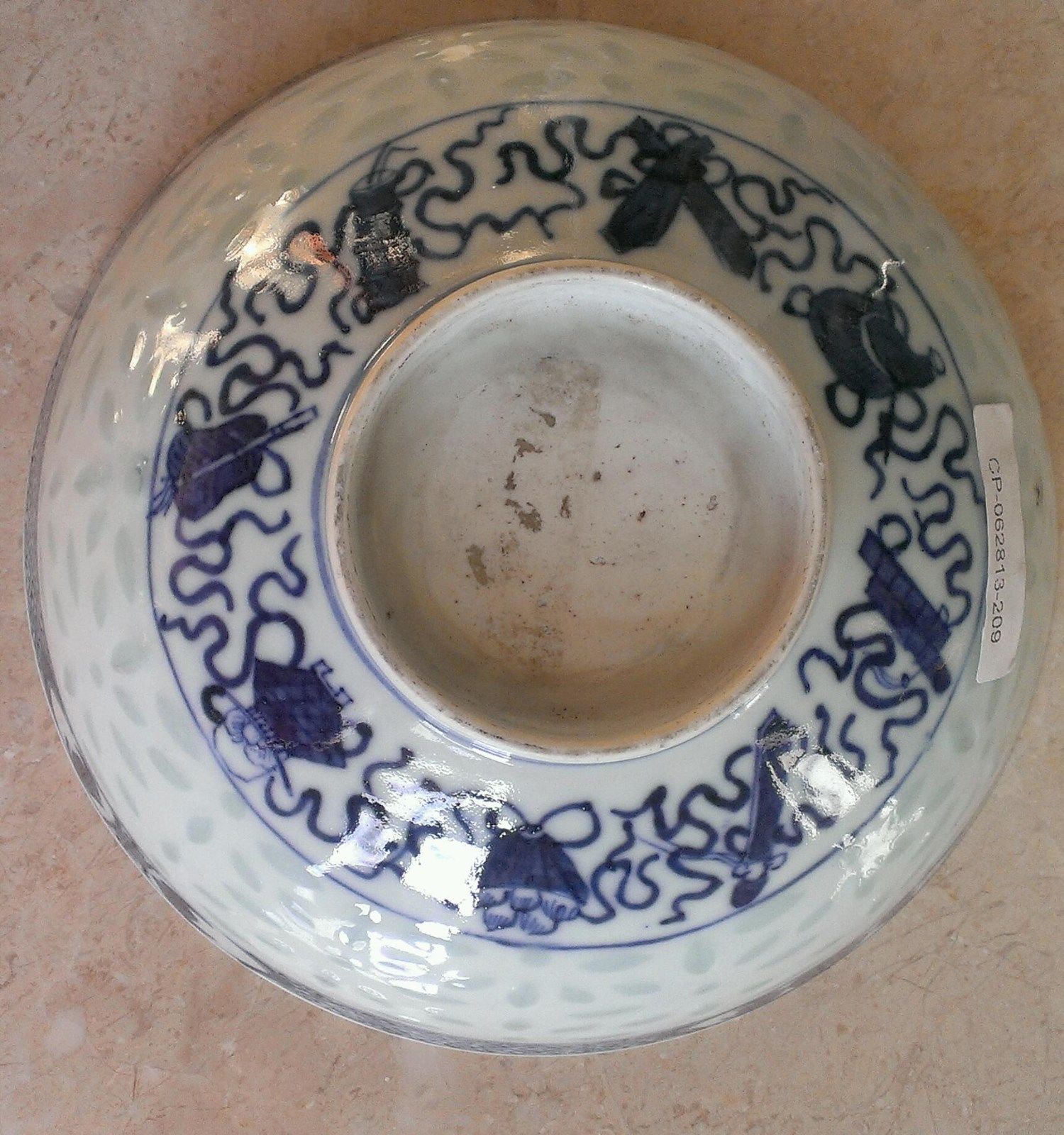 Rare Antique Chinese Blue & White Porcelain Bowl with Dragon.