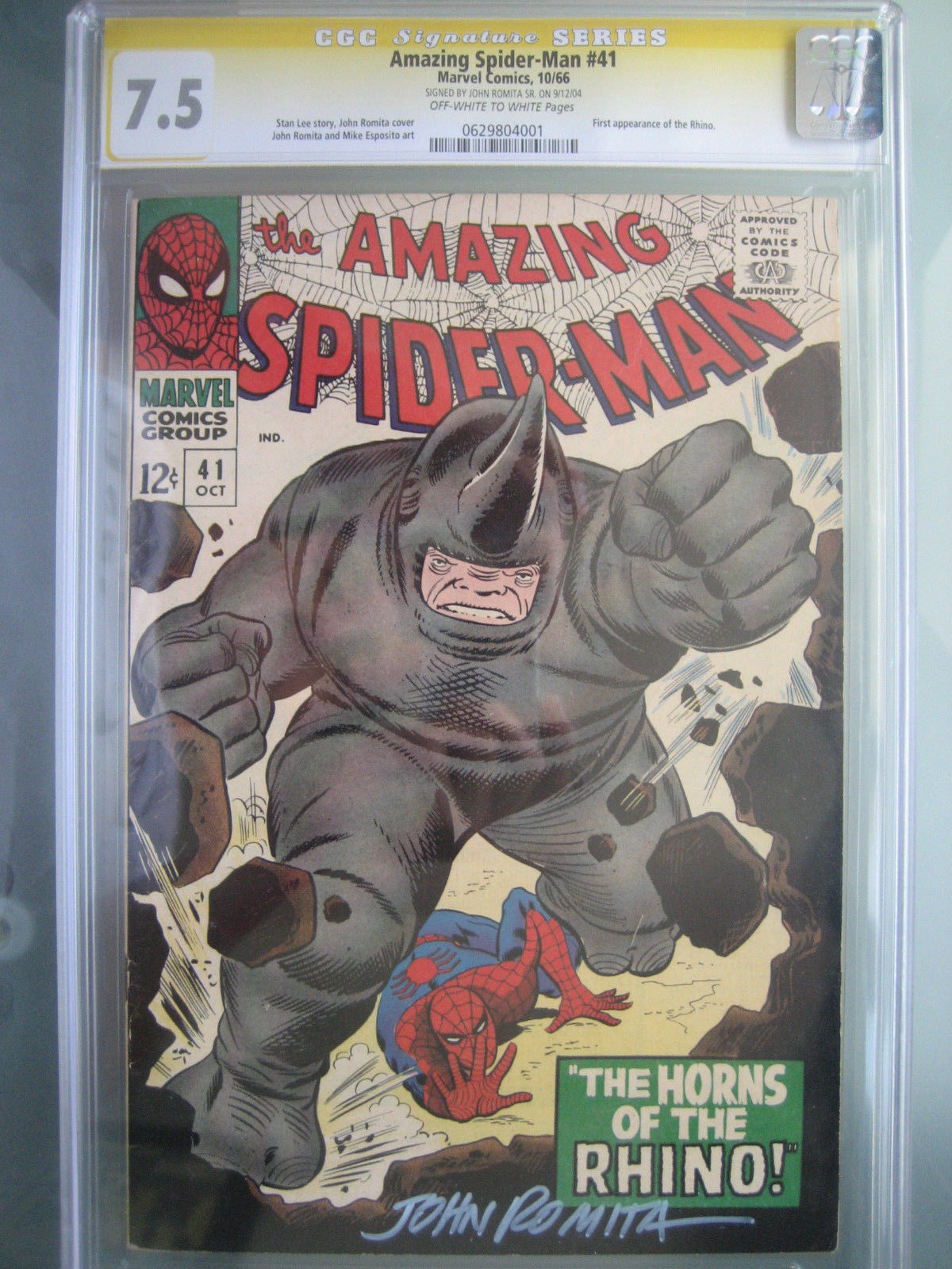 Amazing Spider-Man (1966) #41 CGC 7.5 SS **Signed John Romita** 1st Rhino