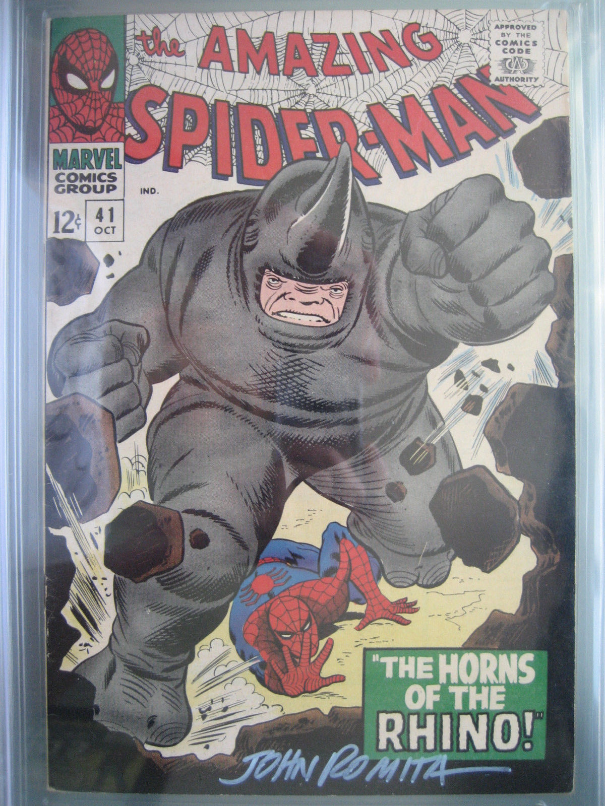 Amazing Spider-Man (1966) #41 CGC 7.5 SS **Signed John Romita** 1st Rhino