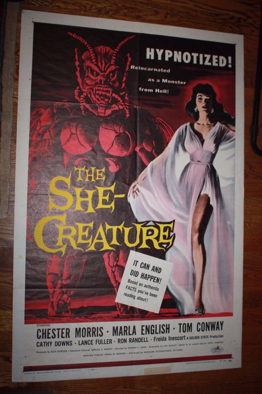The She Creature  Original Vintage Movie Poster 1956 Unrestored 1 sheet suspense