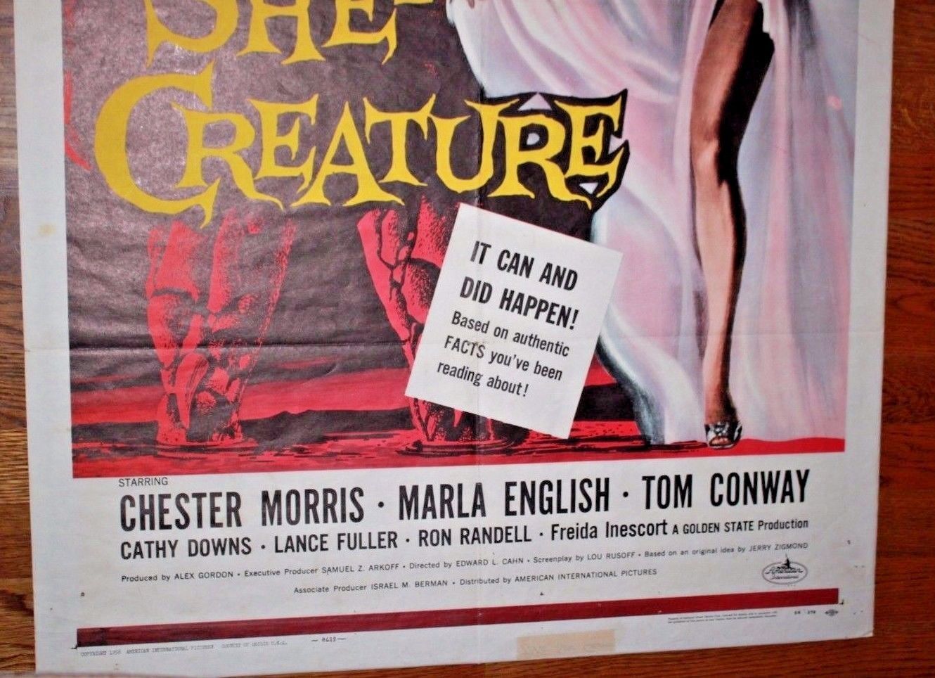 The She Creature  Original Vintage Movie Poster 1956 Unrestored 1 sheet suspense